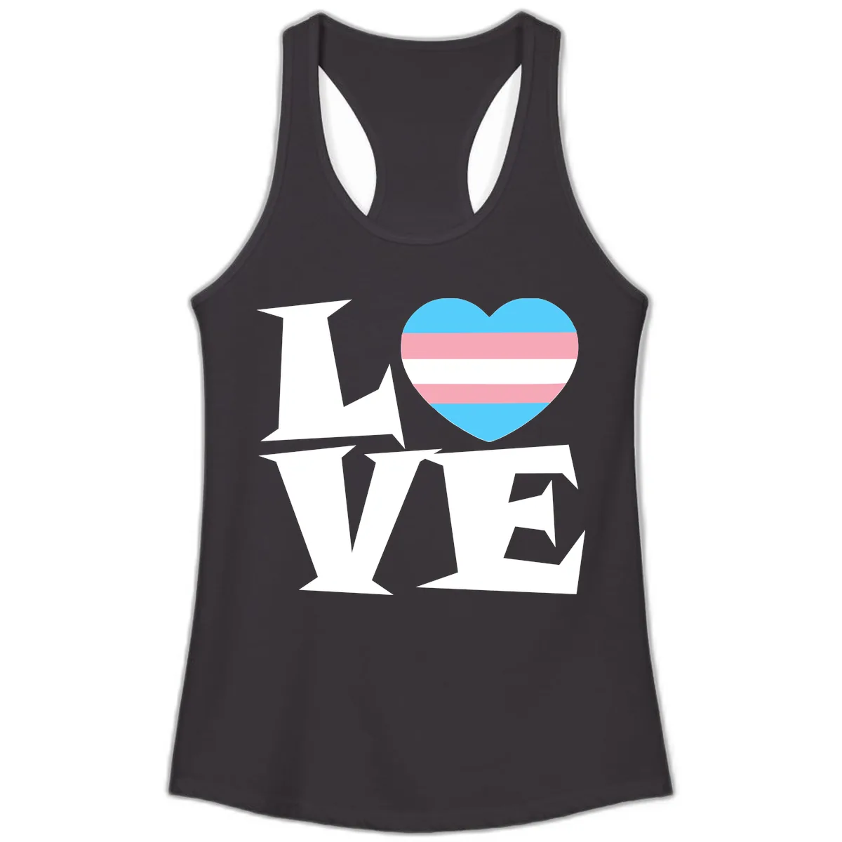 Love Wins Trans Pride Heart Ladies Tank in Black