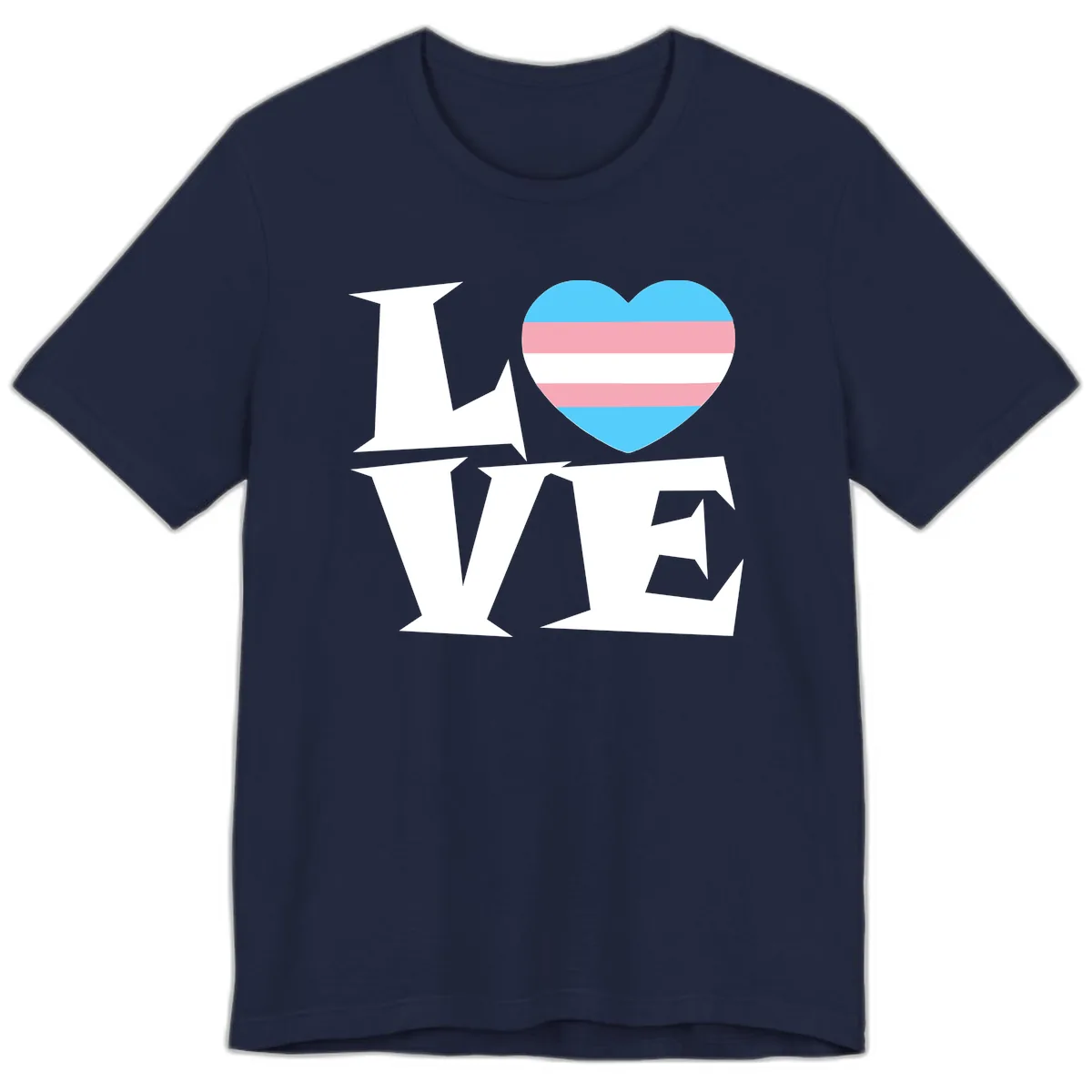 Love Wins Trans Pride Heart Premium T-Shirt in Navy