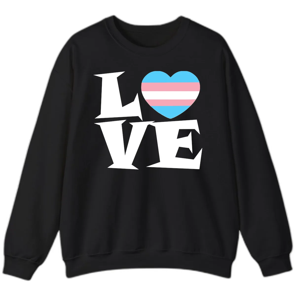 Love Wins Trans Pride Heart Sweatshirt in Black