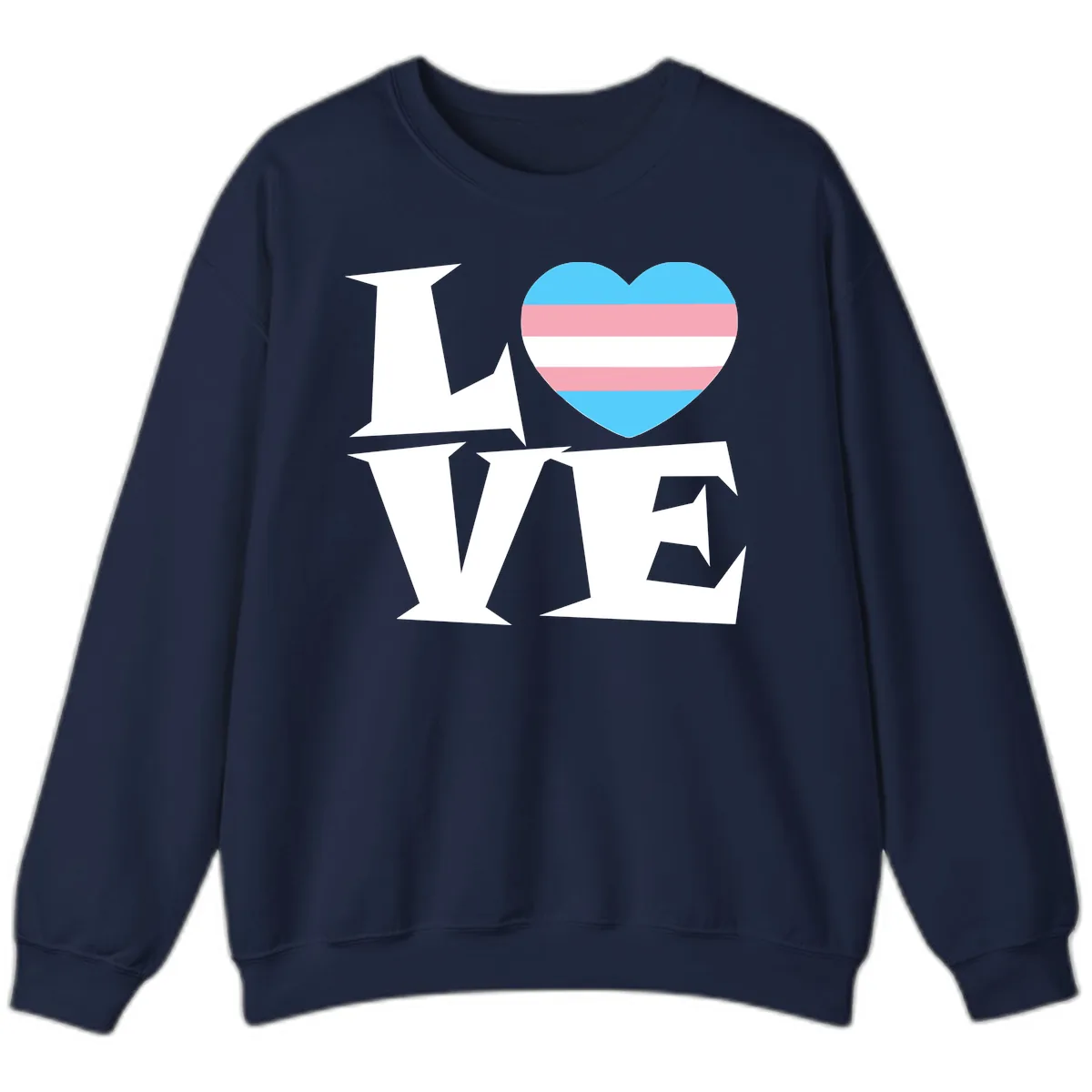 Love Wins Trans Pride Heart Sweatshirt in Navy