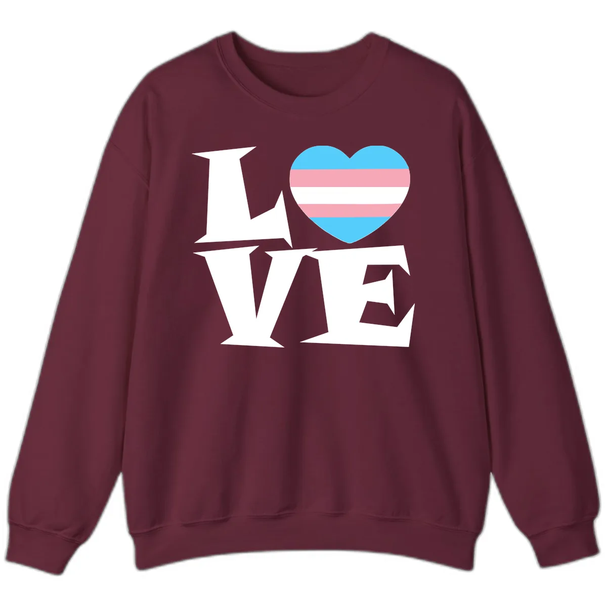 Love Wins Trans Pride Heart Sweatshirt in Maroon