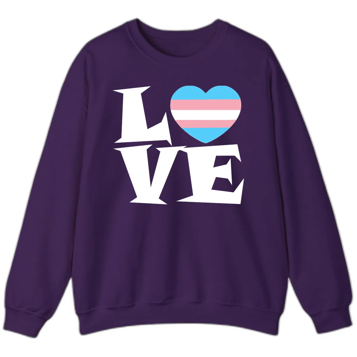 Love Wins Trans Pride Heart Sweatshirt in Purple