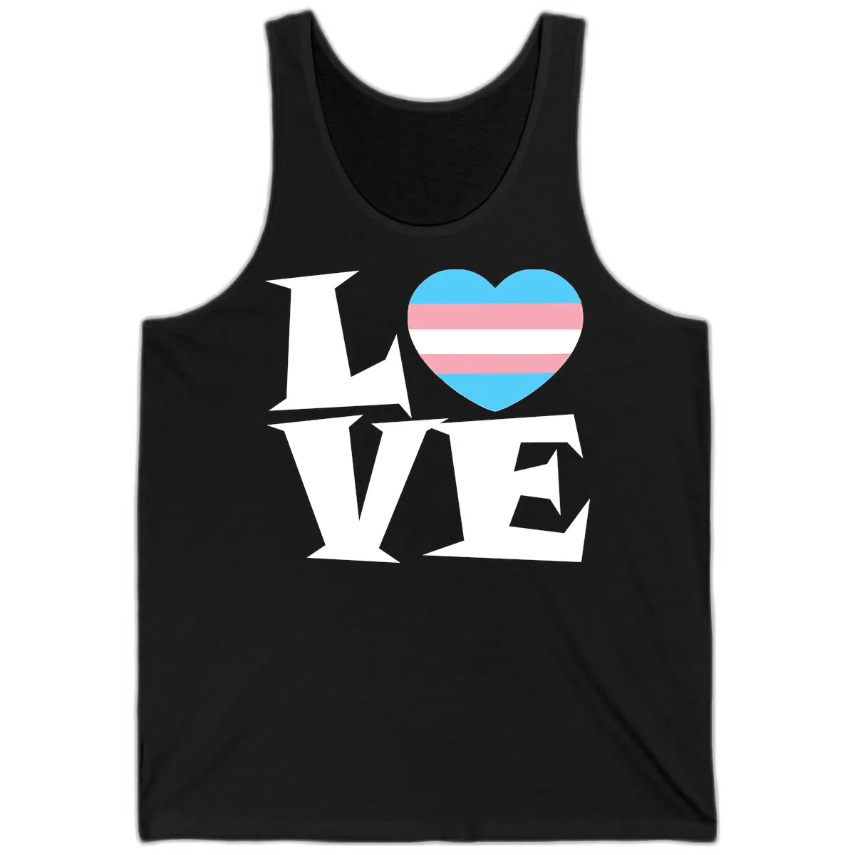 Love Wins Trans Pride Heart Tank in Black