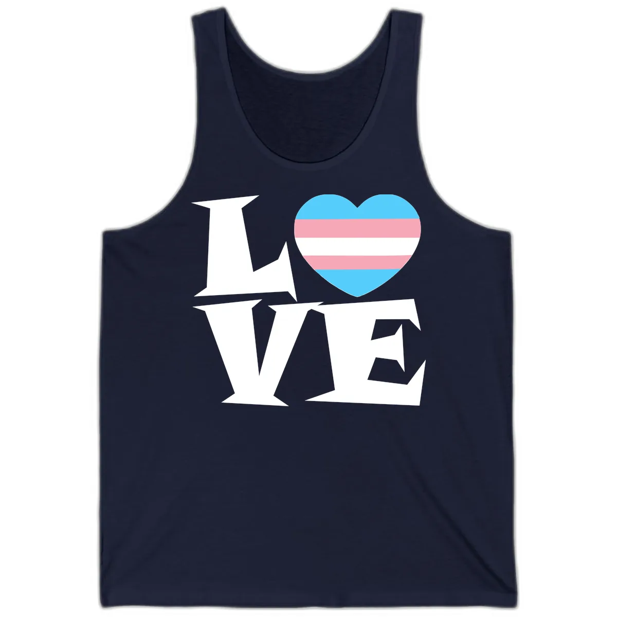 Love Wins Trans Pride Heart Tank in Navy