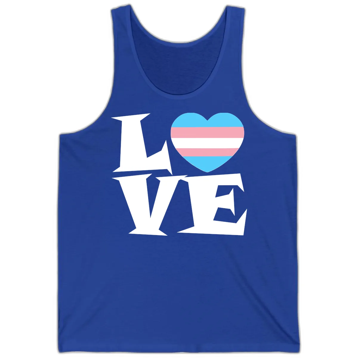Love Wins Trans Pride Heart Tank in True Royal