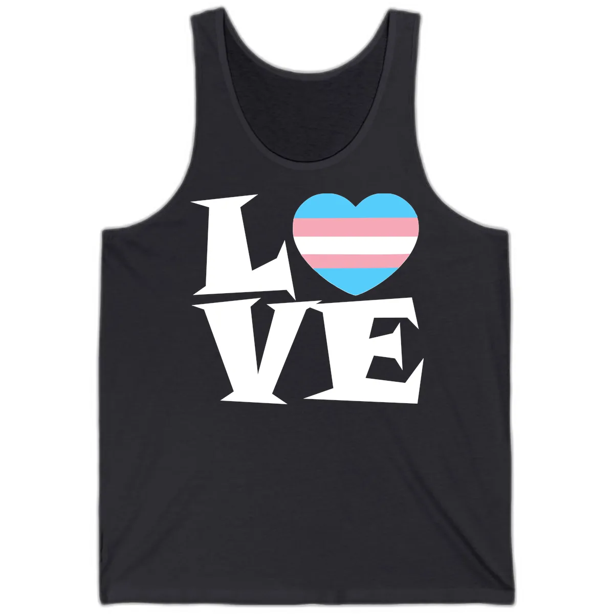 Love Wins Trans Pride Heart Tank in Dark Grey