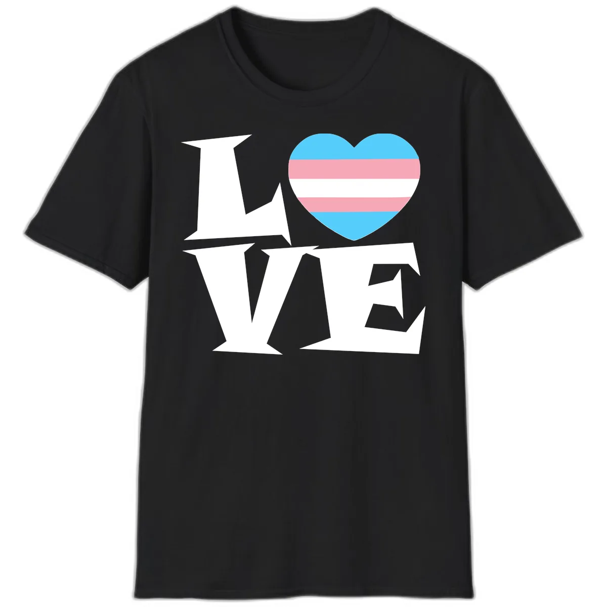 Love Wins Trans Pride Heart T-Shirt in Black
