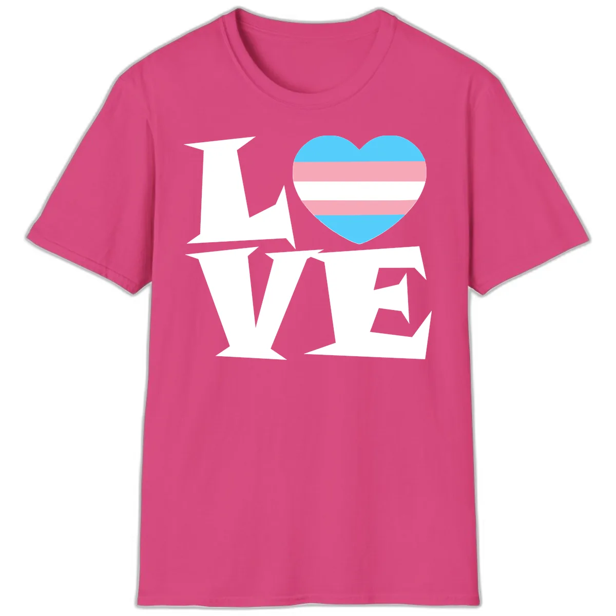 Love Wins Trans Pride Heart T-Shirt in Heliconia
