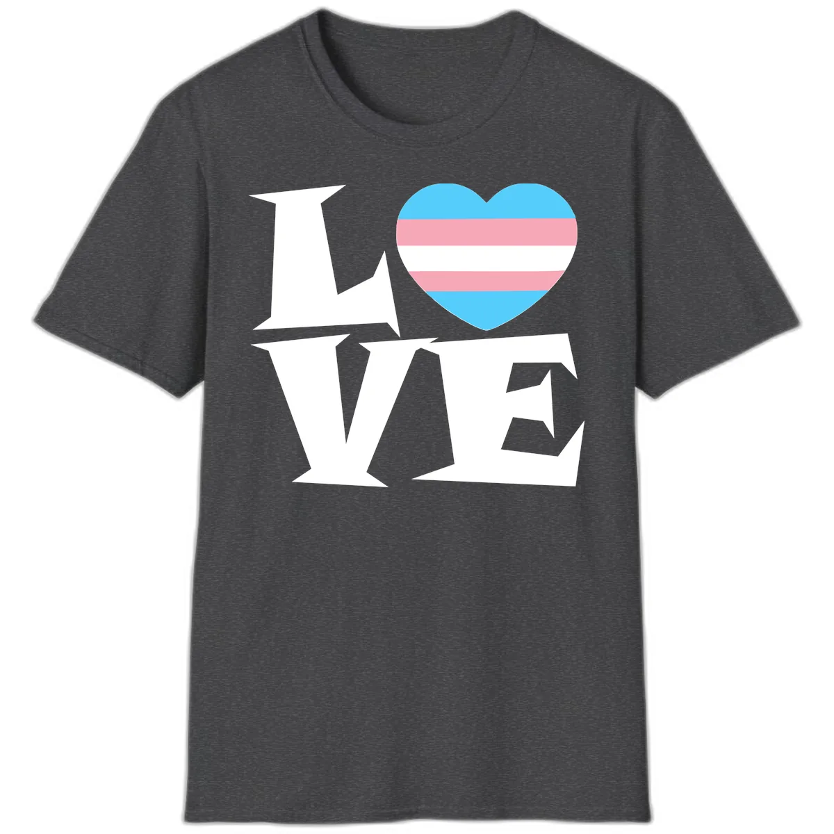Love Wins Trans Pride Heart T-Shirt in Dark Heather