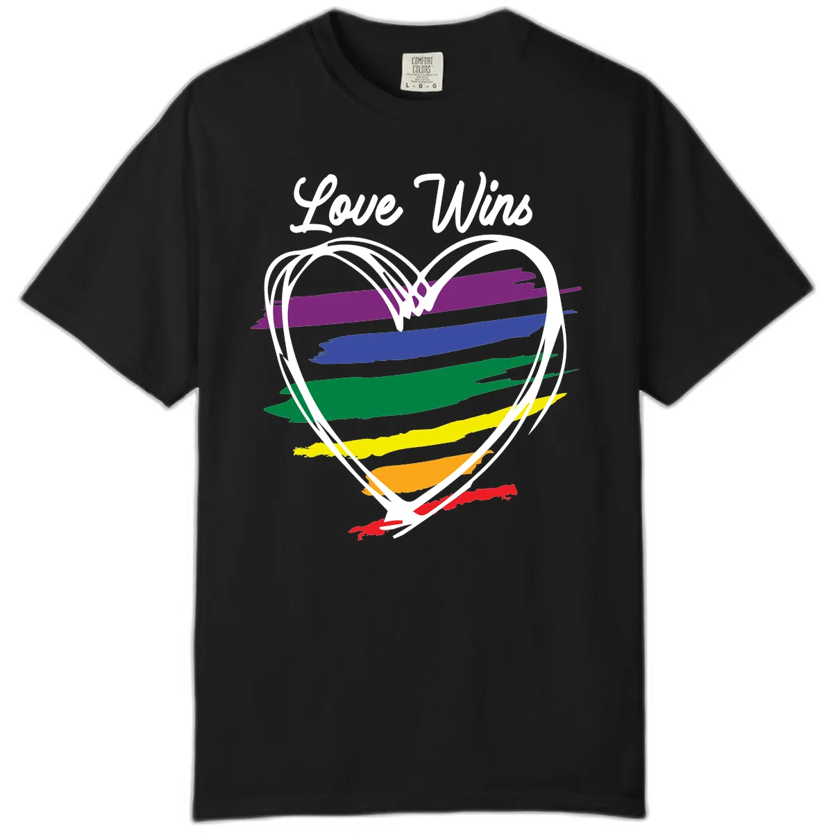 Love Wins Rainbow Heart Comfort Color in Black