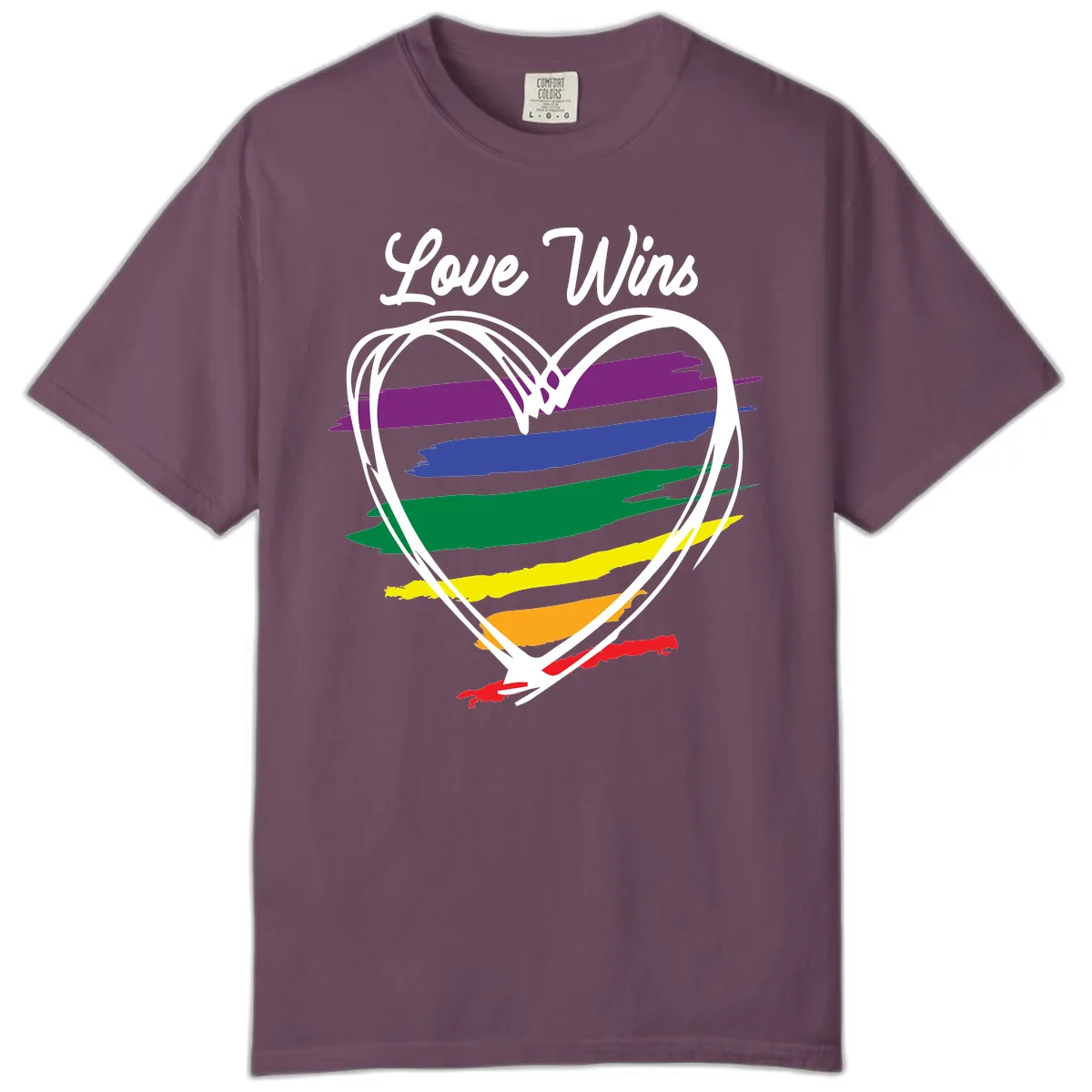 Love Wins Rainbow Heart Comfort Color in Berry