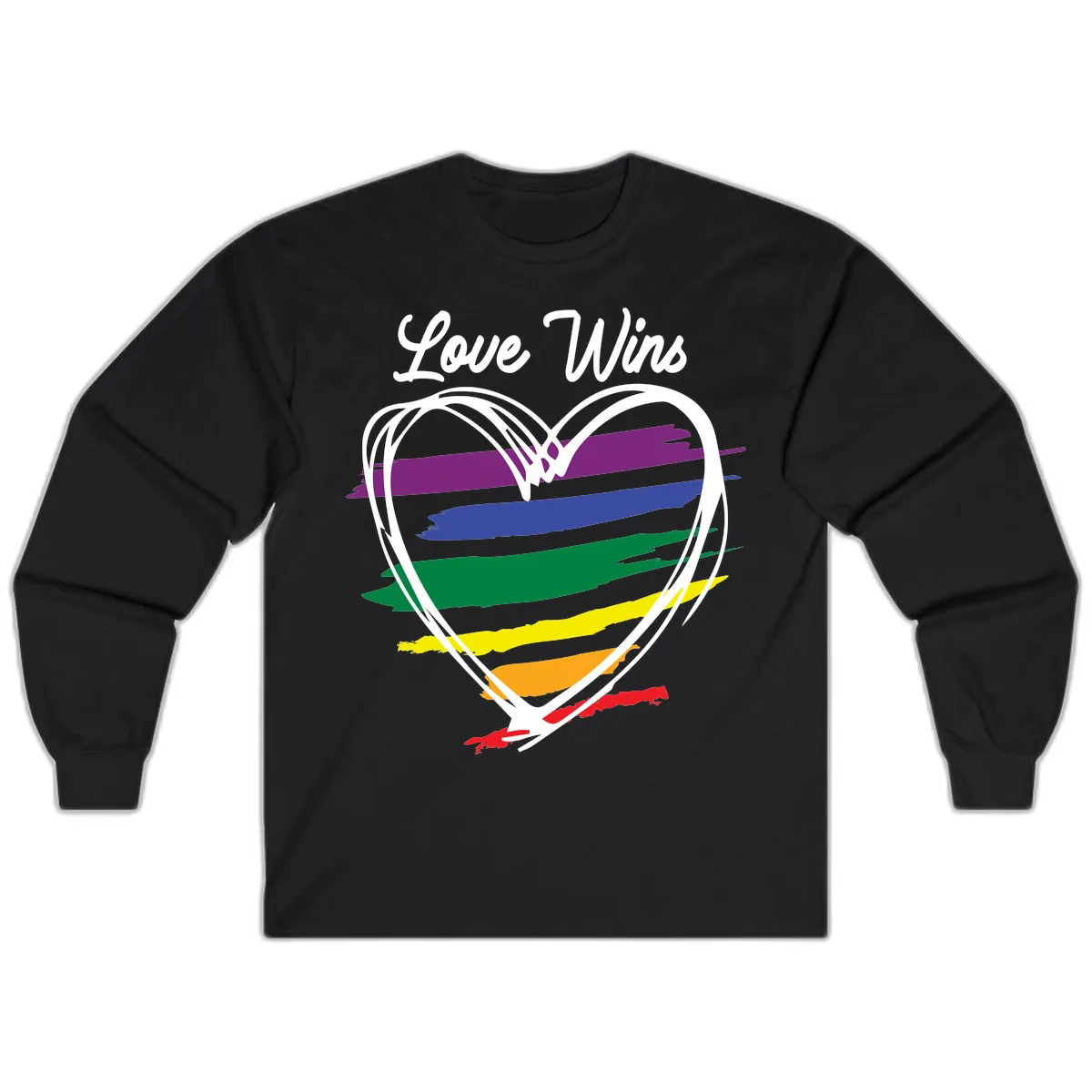 Love Wins Rainbow Heart Long Sleeve in Black