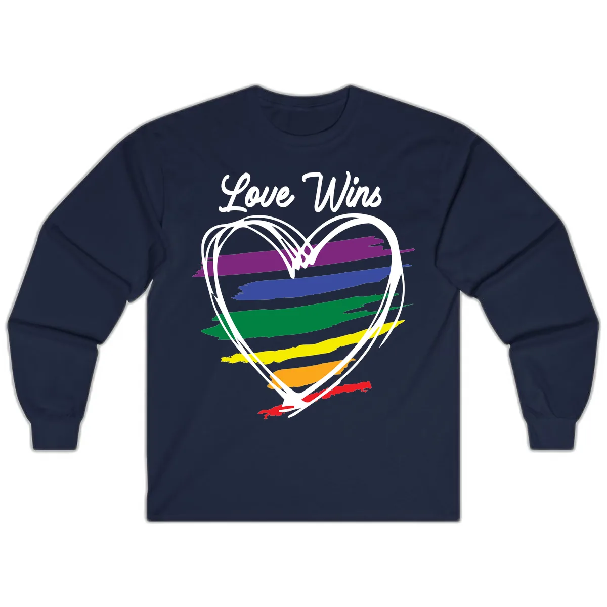 Love Wins Rainbow Heart Long Sleeve in Navy