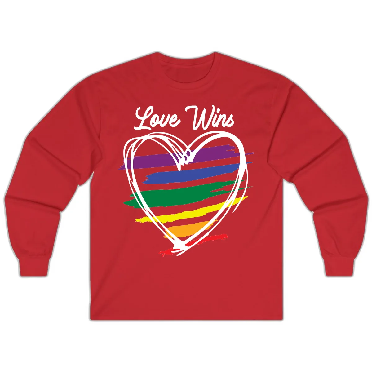 Love Wins Rainbow Heart Long Sleeve in Red
