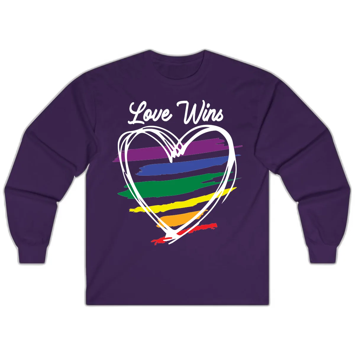 Love Wins Rainbow Heart Long Sleeve in Purple