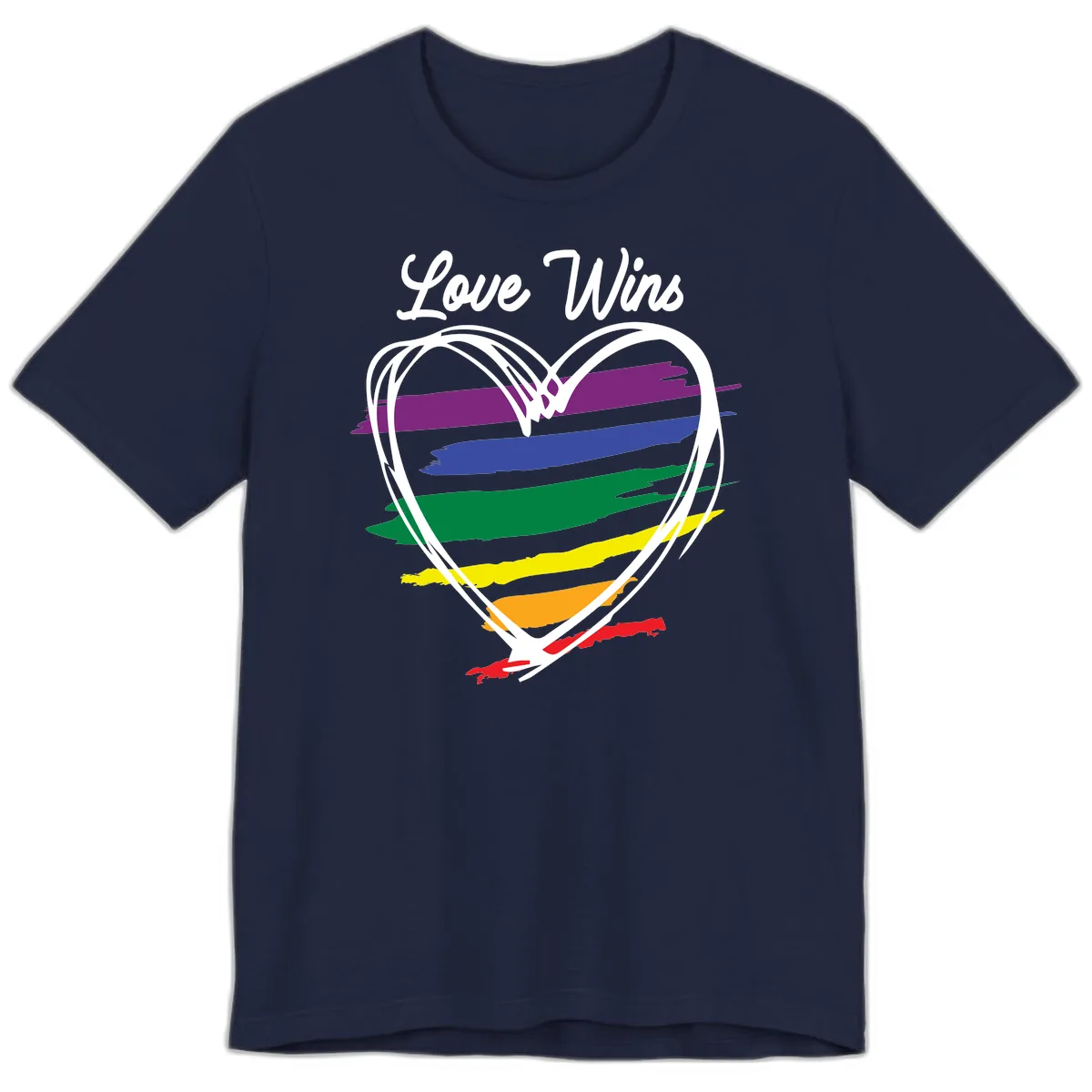 Love Wins Rainbow Heart Premium T-Shirt in Navy