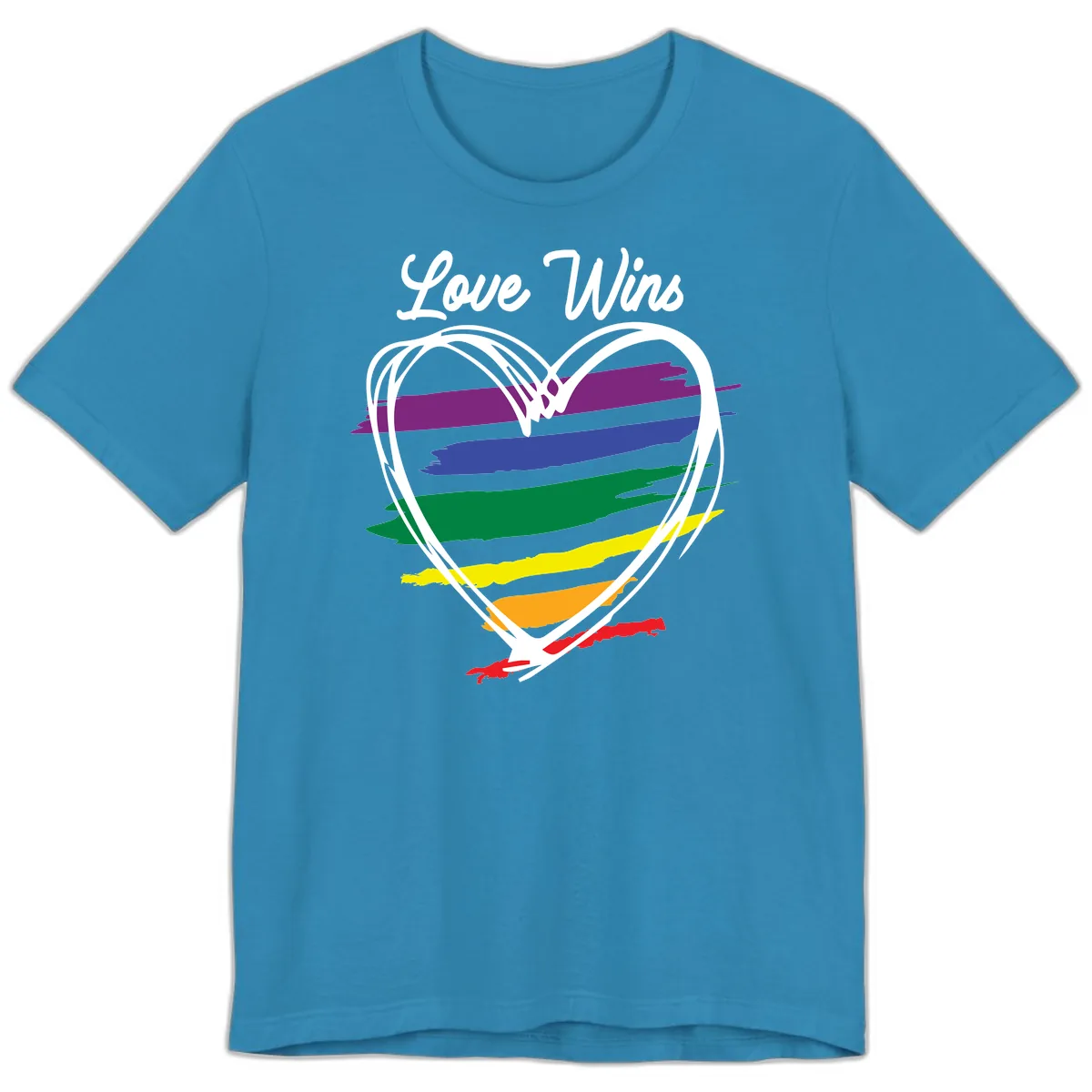 Love Wins Rainbow Heart Premium T-Shirt in Aqua