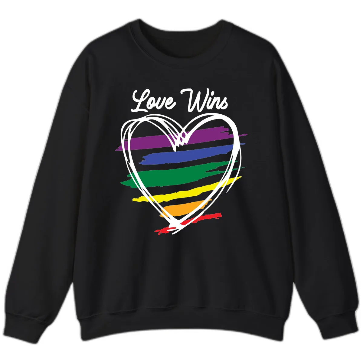 Love Wins Rainbow Heart Sweatshirt in Black