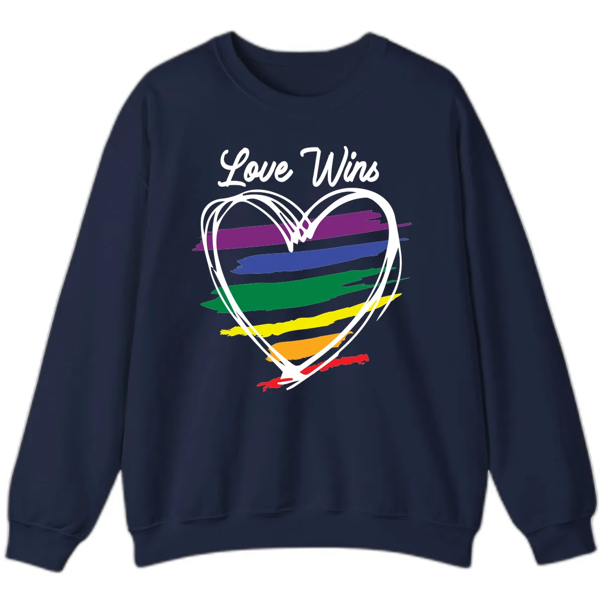 Love Wins Rainbow Heart Sweatshirt in Navy