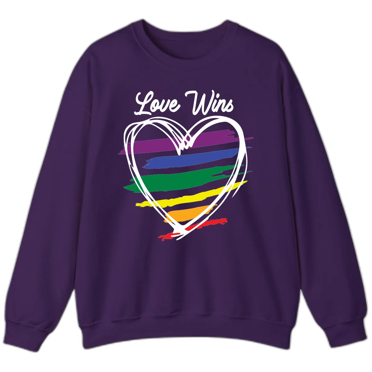 Love Wins Rainbow Heart Sweatshirt in Purple