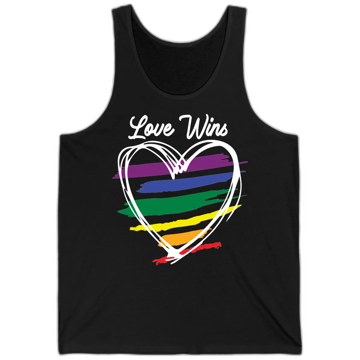 Love Wins Rainbow Heart Tank in Black
