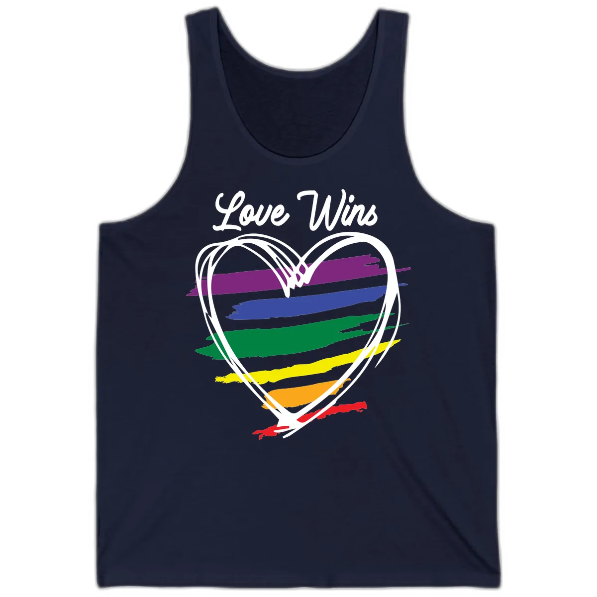 Love Wins Rainbow Heart Tank in Navy