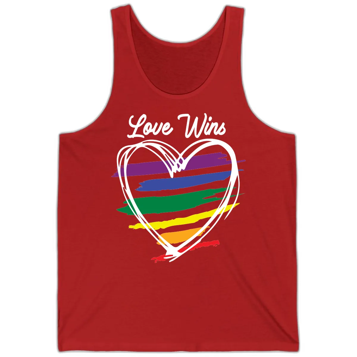 Love Wins Rainbow Heart Tank in Red
