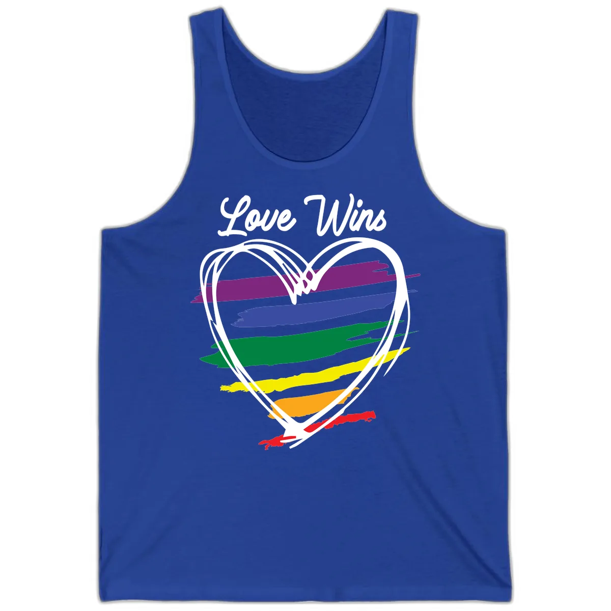 Love Wins Rainbow Heart Tank in True Royal