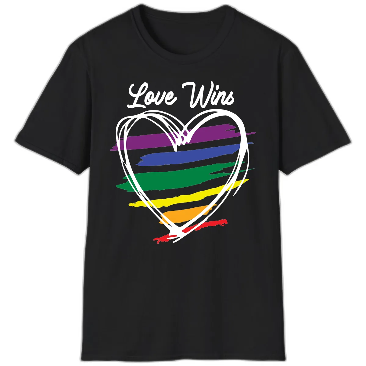 Love Wins Rainbow Heart T-Shirt in Black