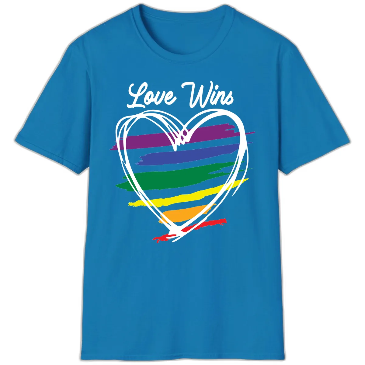 Love Wins Rainbow Heart T-Shirt in Sapphire