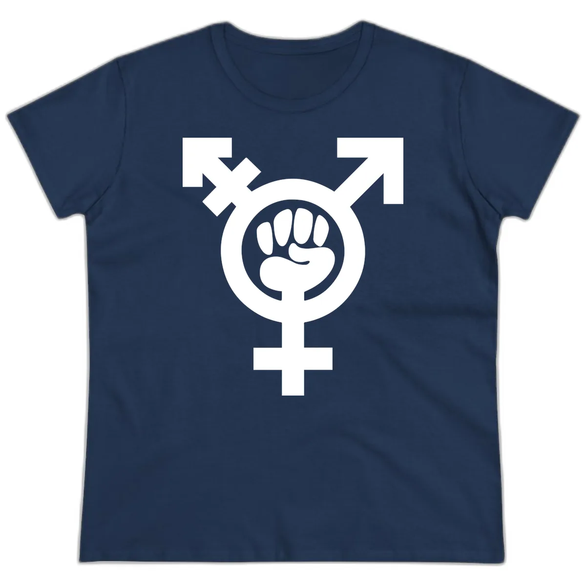 Feminist Power Fist Ladies Tee in Navy