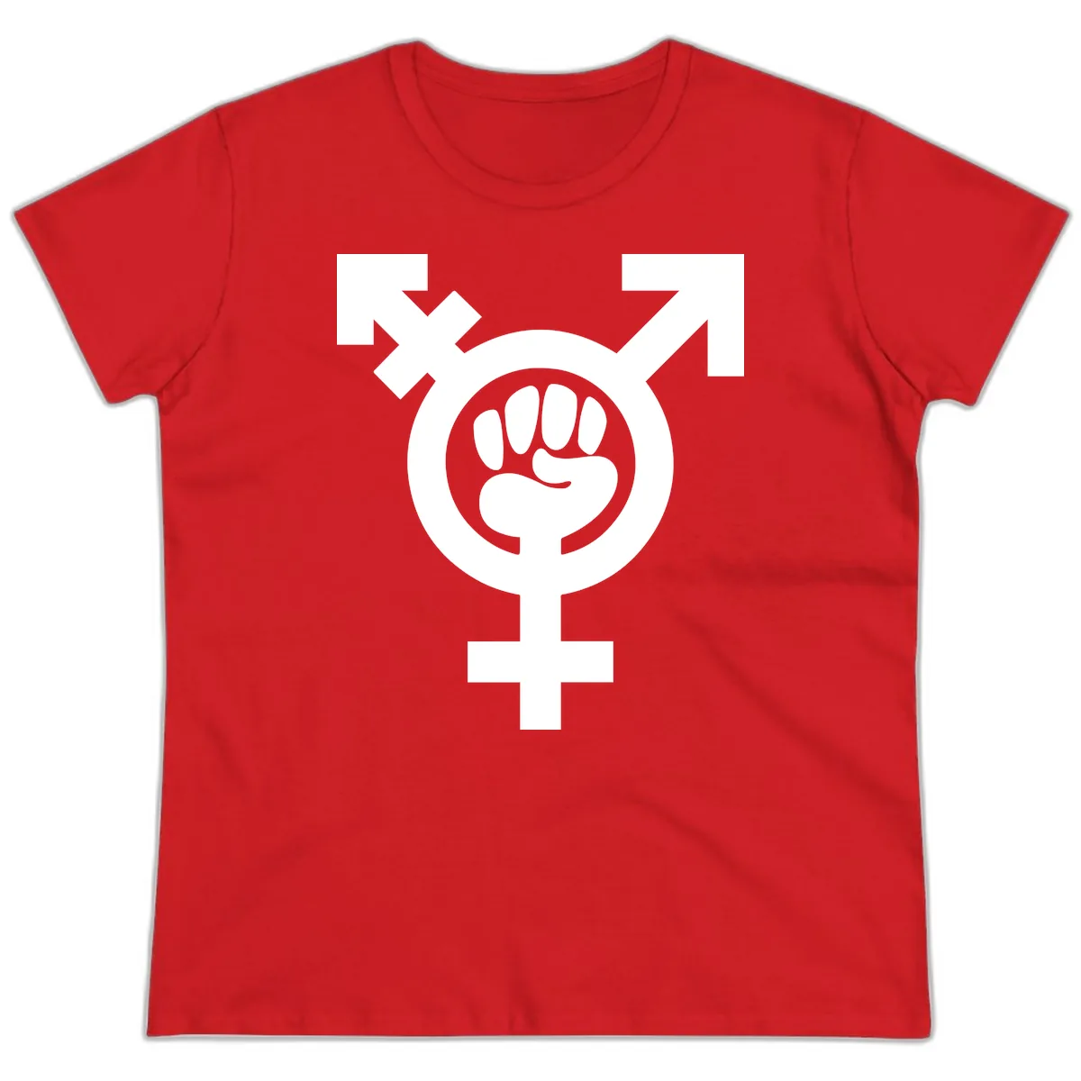 Feminist Power Fist Ladies Tee in Red