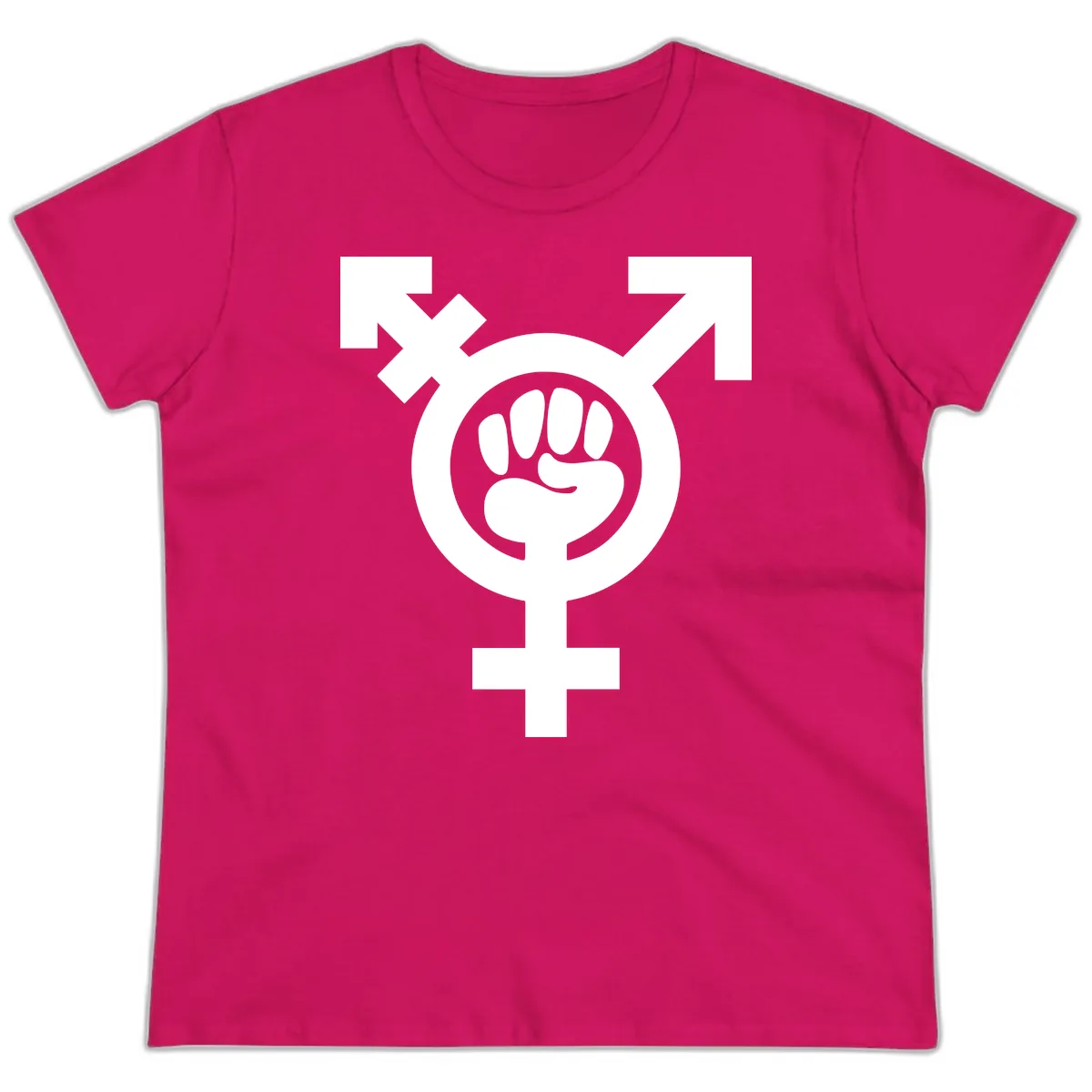 Feminist Power Fist Ladies Tee in Heliconia