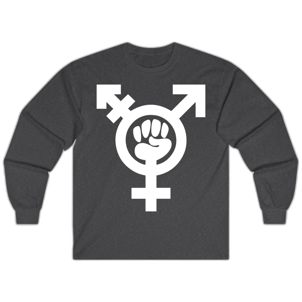 Feminist Power Fist Long Sleeve in Dark Heather