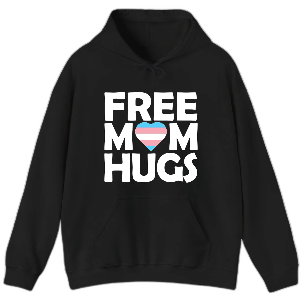 Free Mom Hugs Pride Heart Hoodie in Black