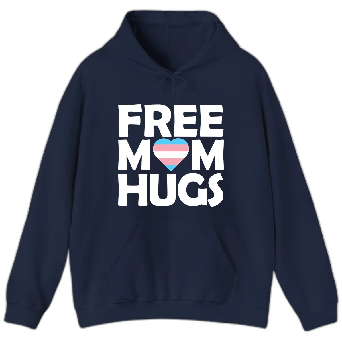 Free Mom Hugs Pride Heart Hoodie in Navy