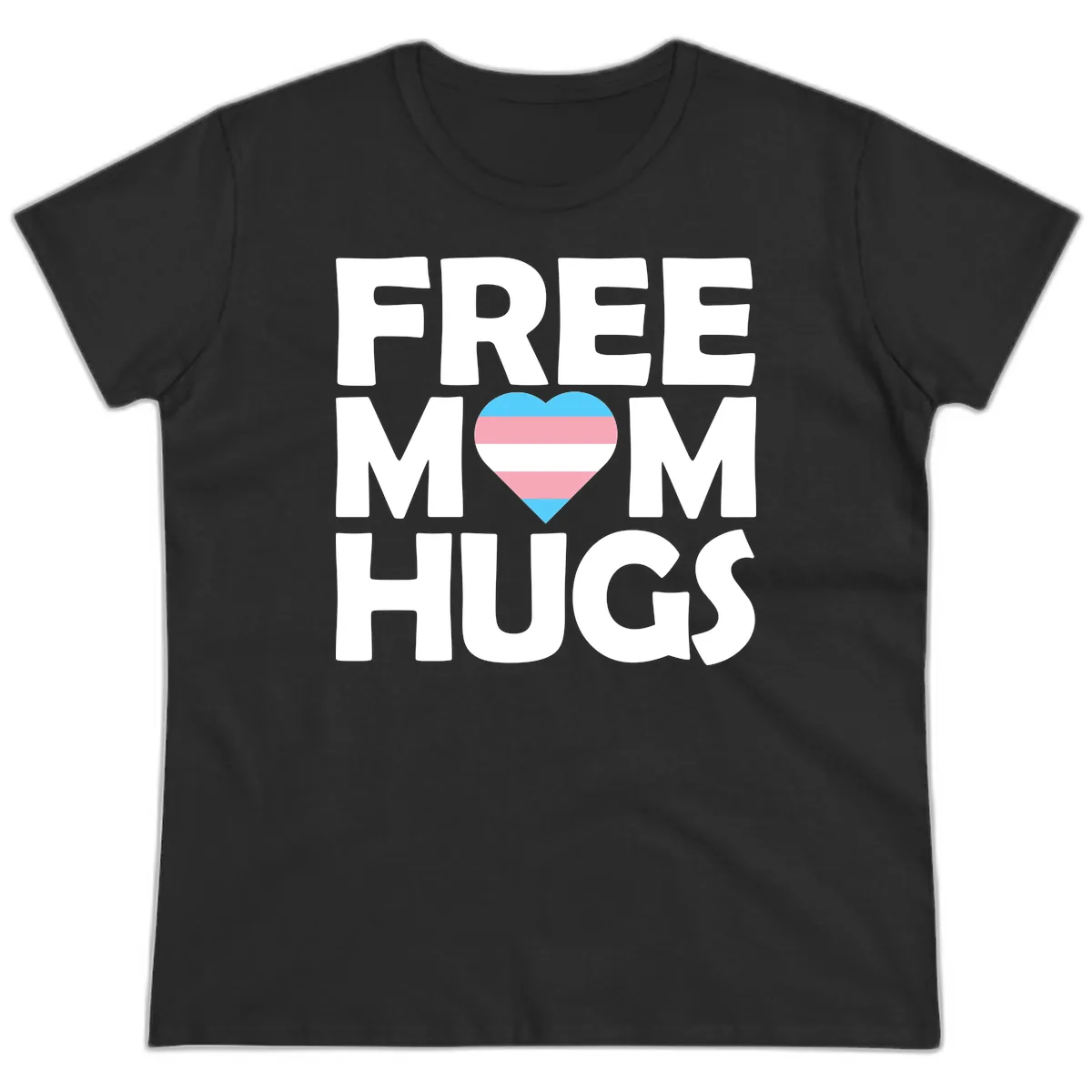 Free Mom Hugs Pride Heart Ladies Tee in Black