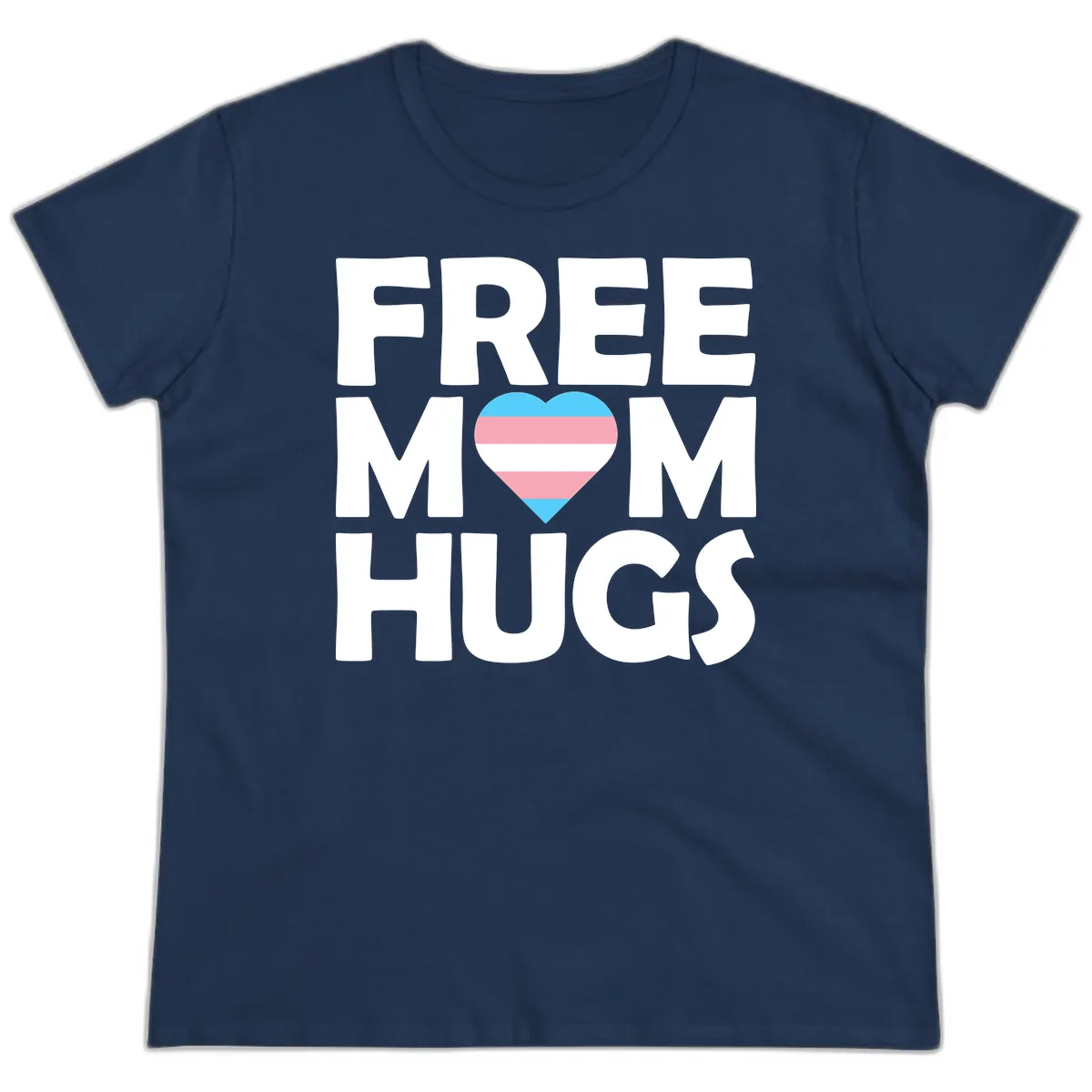 Free Mom Hugs Pride Heart Ladies Tee in Navy