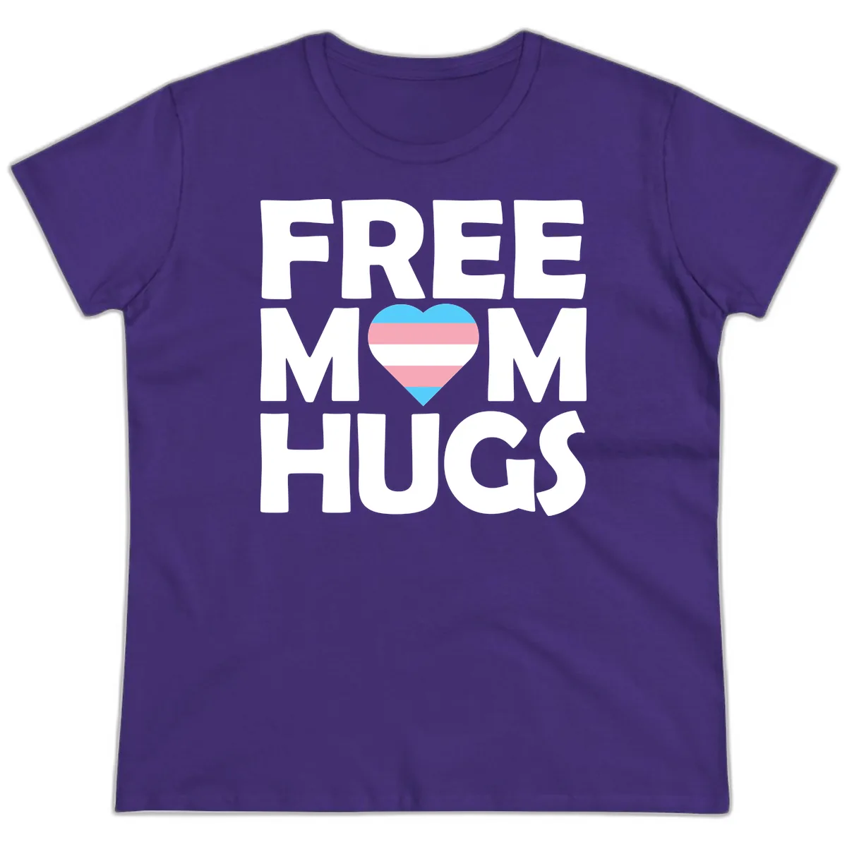 Free Mom Hugs Pride Heart Ladies Tee in Purple