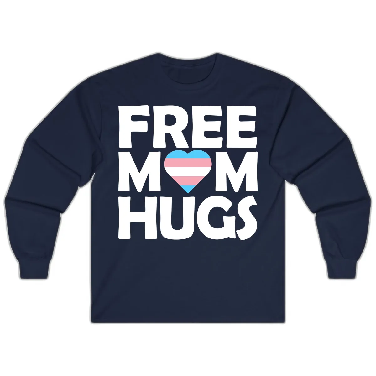 Free Mom Hugs Pride Heart Long Sleeve in Navy