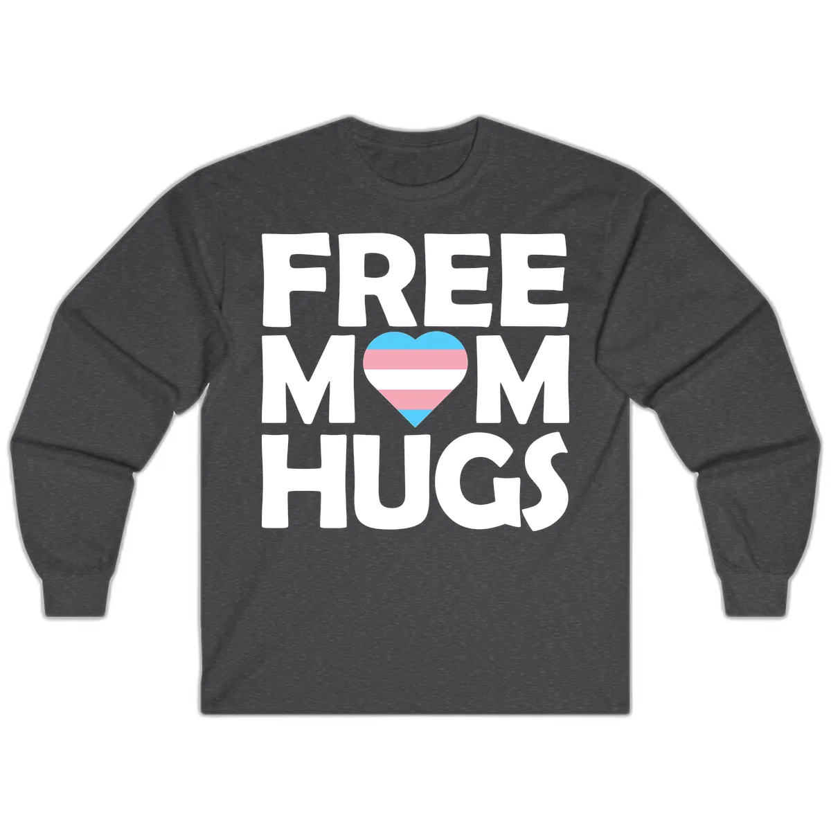 Free Mom Hugs Pride Heart Long Sleeve in Dark Heather
