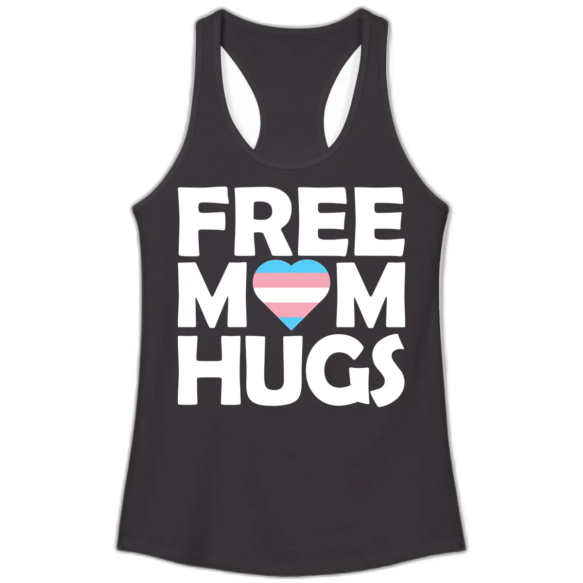 Free Mom Hugs Pride Heart Ladies Tank in Black