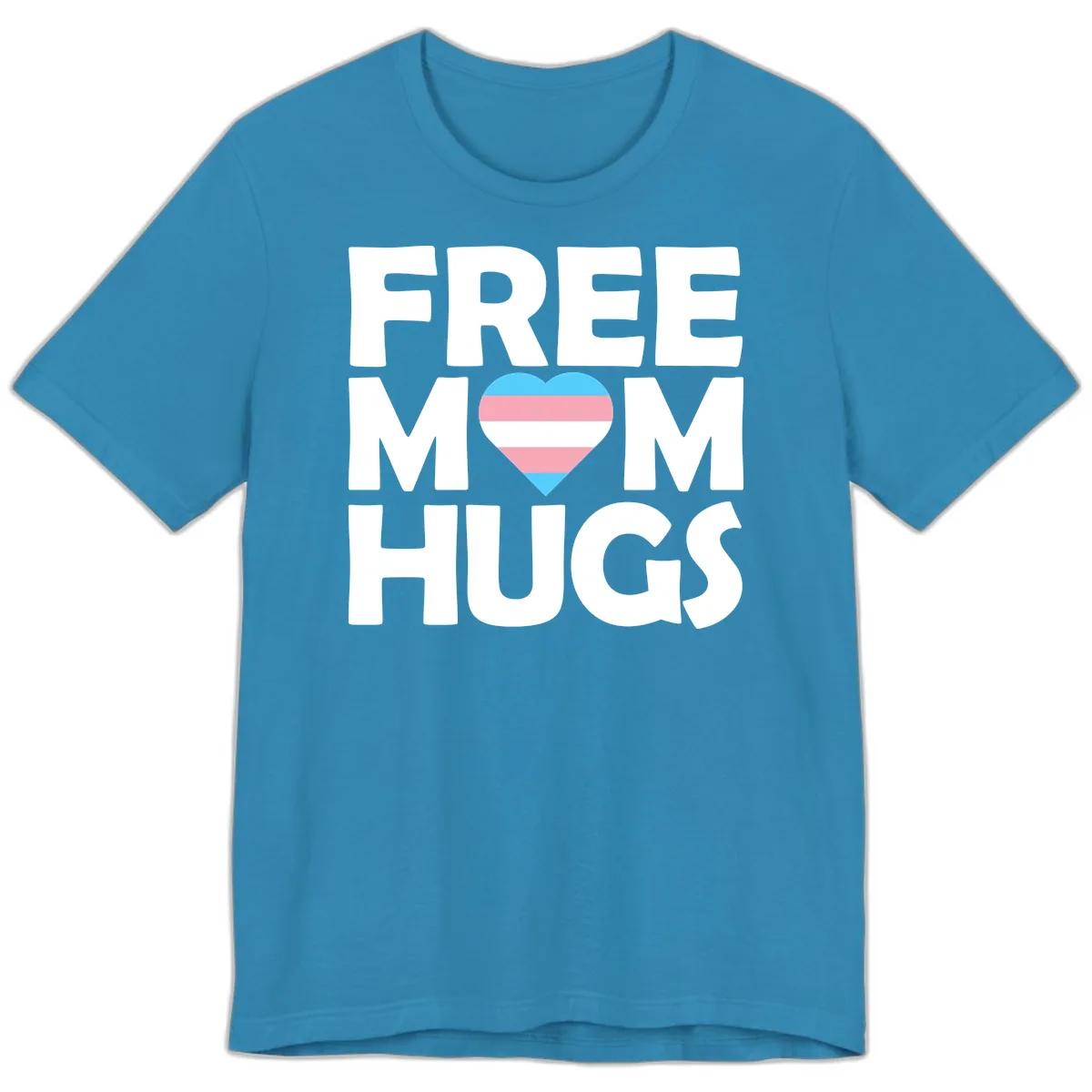 Free Mom Hugs Pride Heart Premium T-Shirt in Aqua