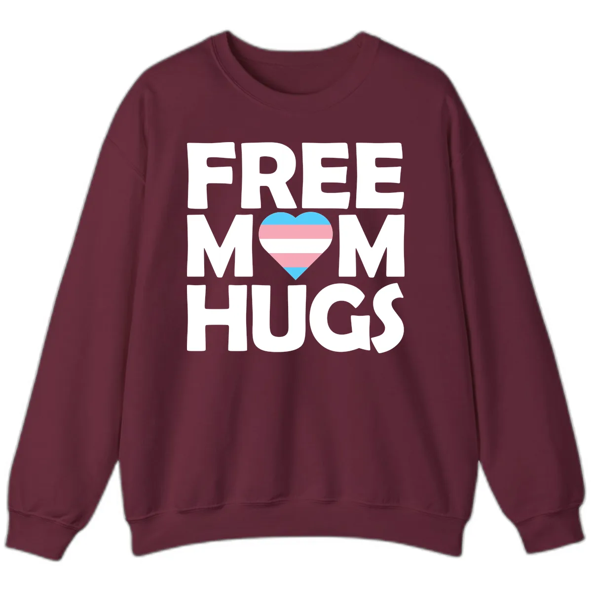 Free Mom Hugs Pride Heart Sweatshirt in Maroon