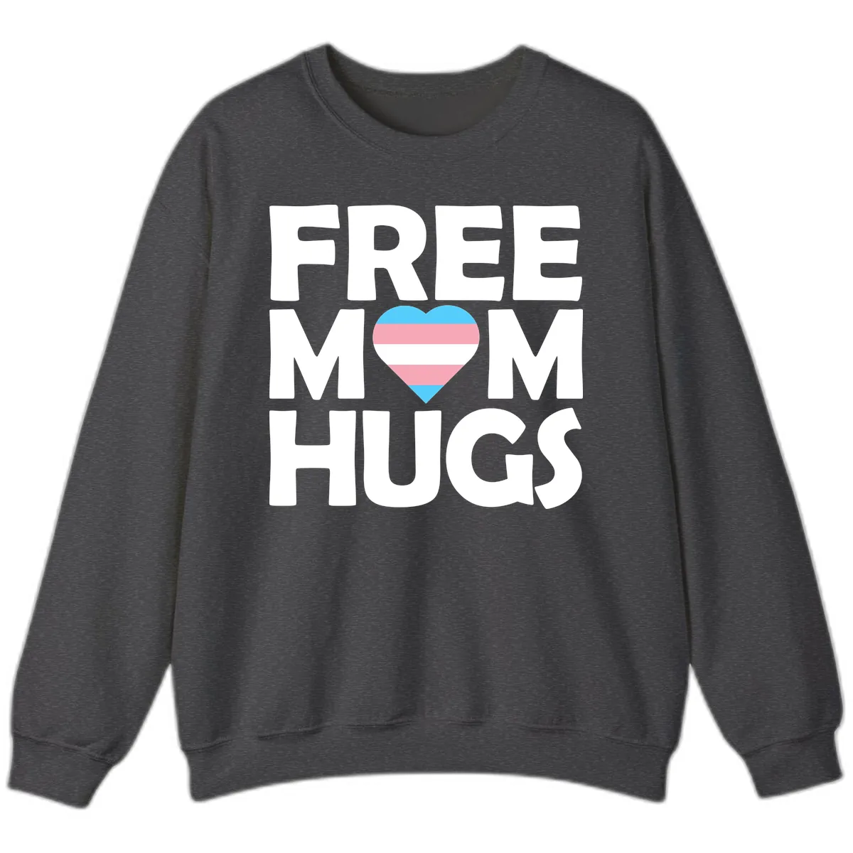 Free Mom Hugs Pride Heart Sweatshirt in Dark Heather