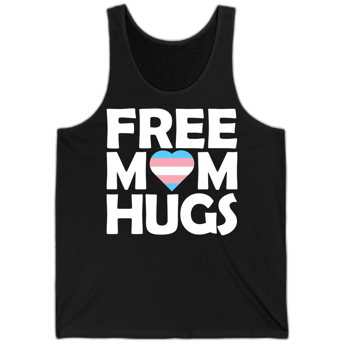 Free Mom Hugs Pride Heart Tank in Black