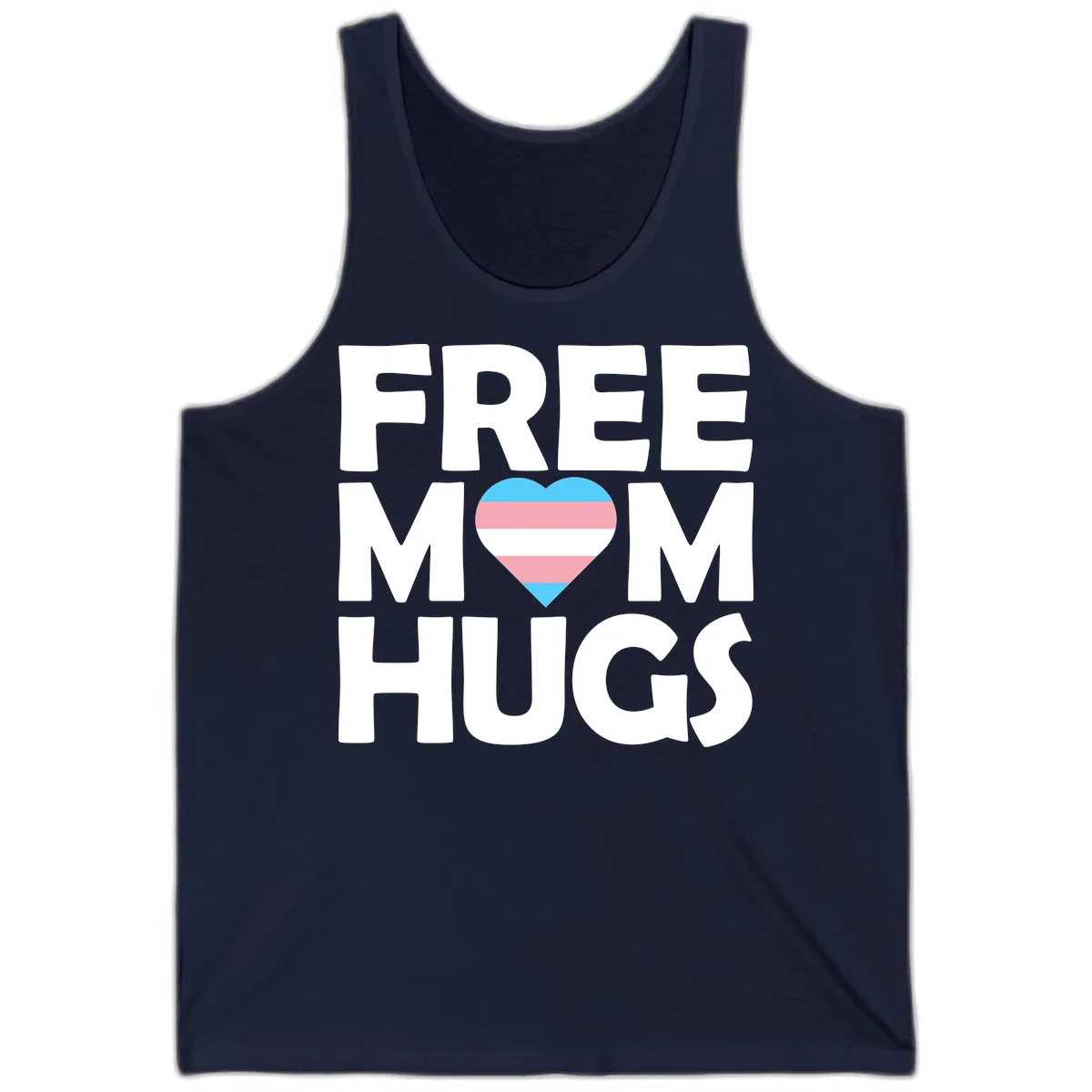 Free Mom Hugs Pride Heart Tank in Navy