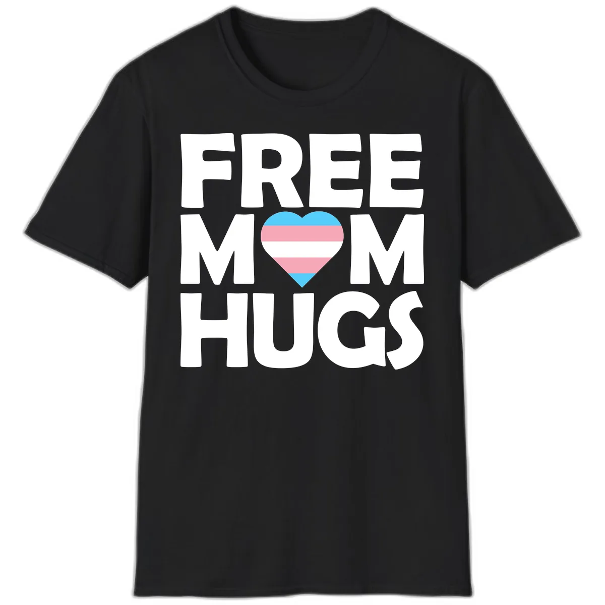 Free Mom Hugs Pride Heart T-Shirt in Black