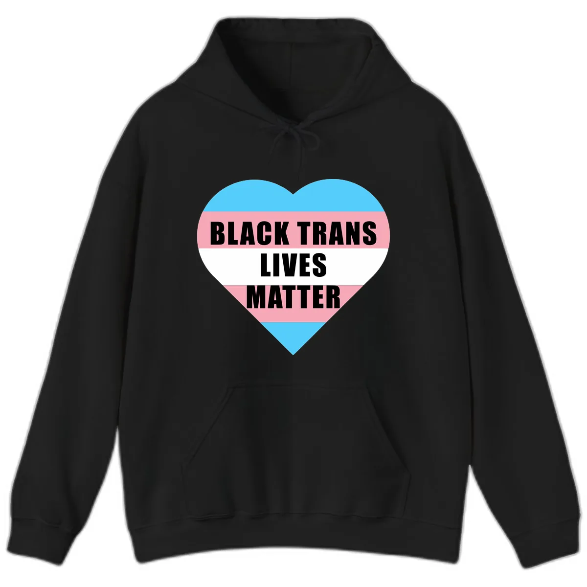 Black Trans Lives Matter Heart Hoodie in Black