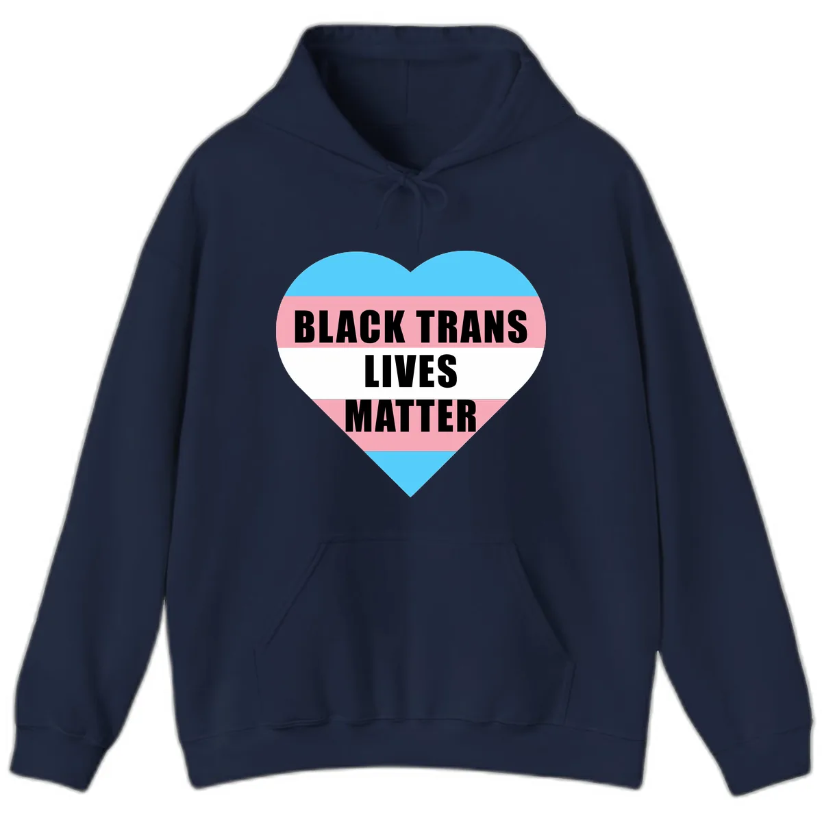 Black Trans Lives Matter Heart Hoodie in Navy